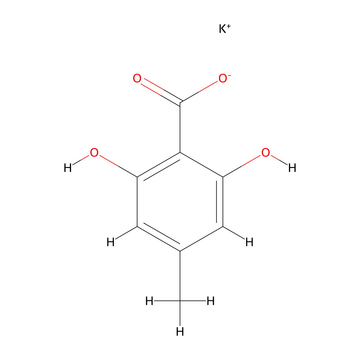 2,6-Dihydroxy-4-methylbenzoic acid potassium salt molecular structure, CAS 856177-01-0