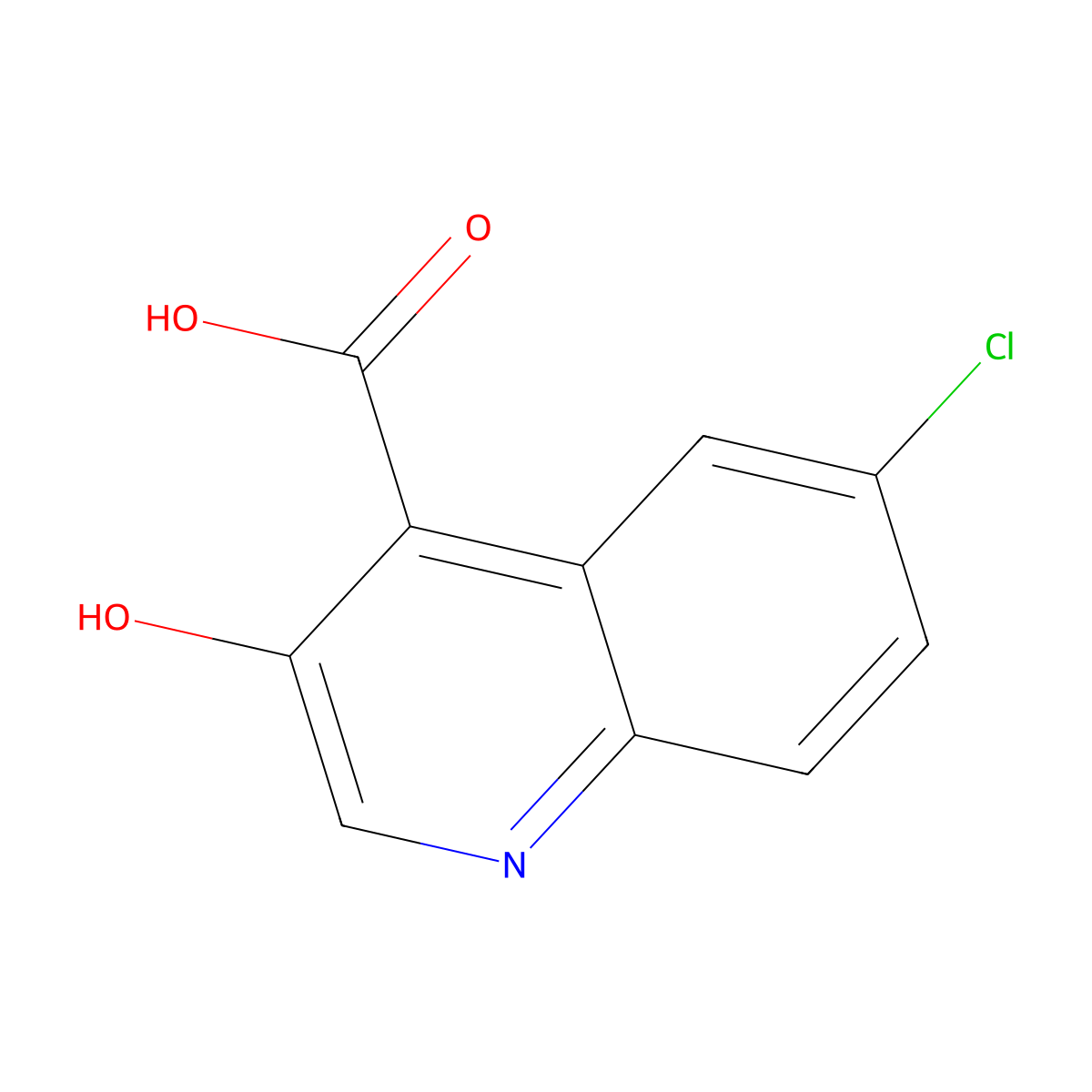 6-Chloro-3-hydroxyquinoline-4-carboxylic acid molecular structure, CAS 856177-13-4