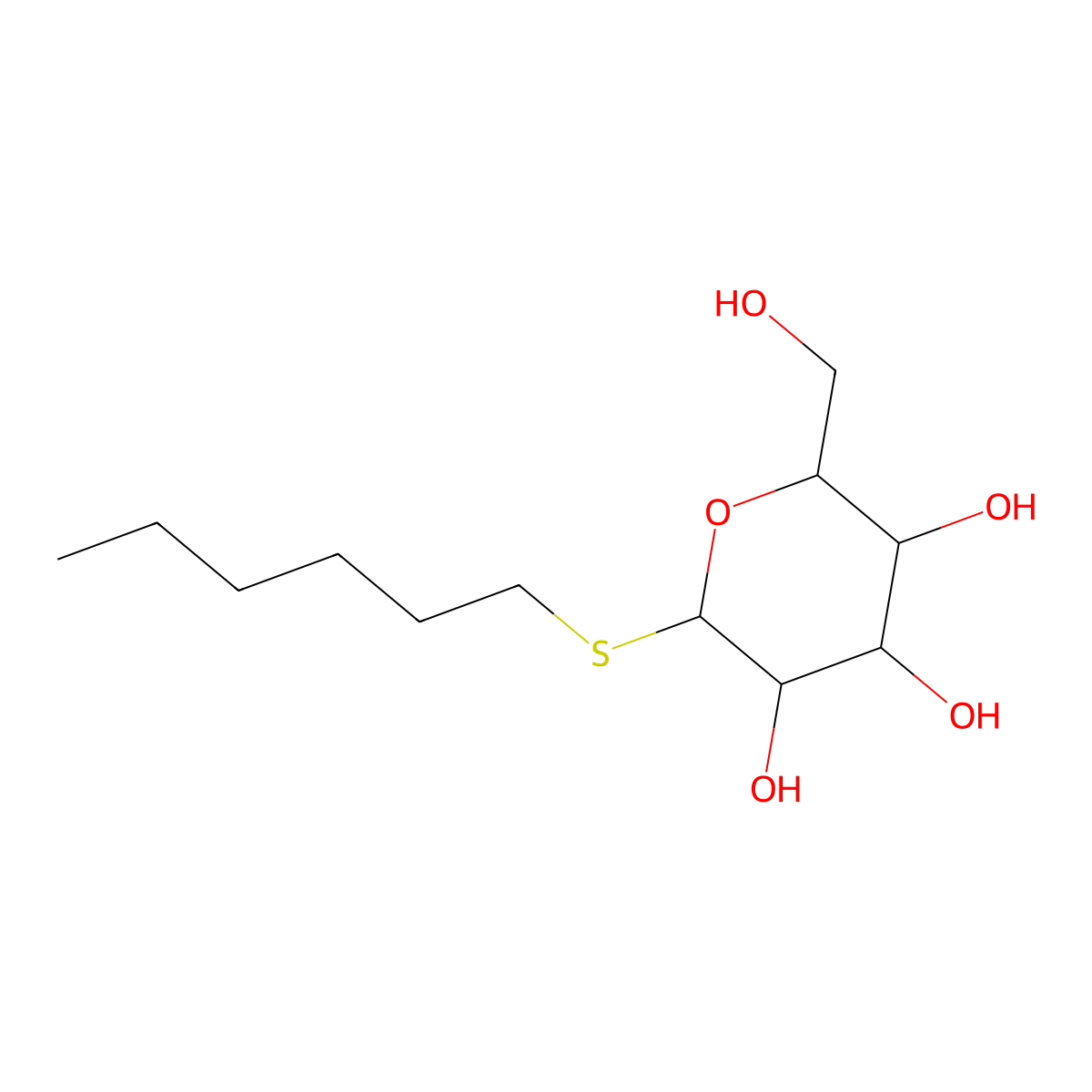 Galactopyranoside, 1-hexylthio-1-deoxy- molecular structure, CAS 85618-19-5