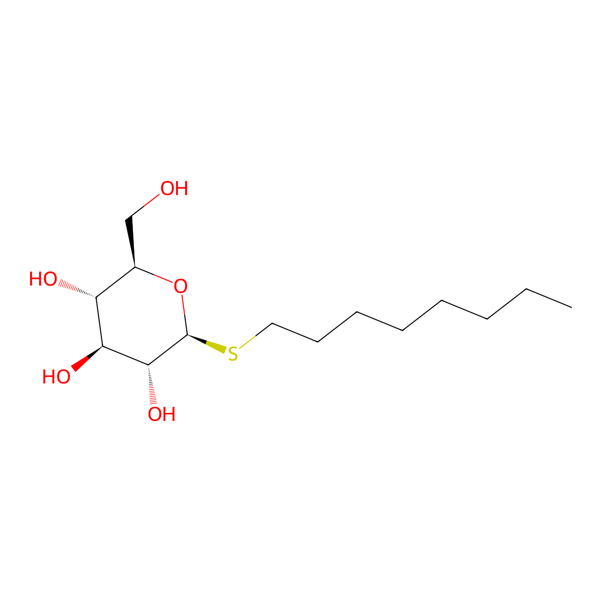 Octyl beta-D-thioglucopyranoside molecular structure, CAS 85618-21-9