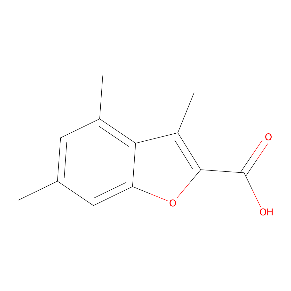 3,4,6-Trimethyl-1-benzofuran-2-carboxylic acid molecular structure, CAS 856180-03-5