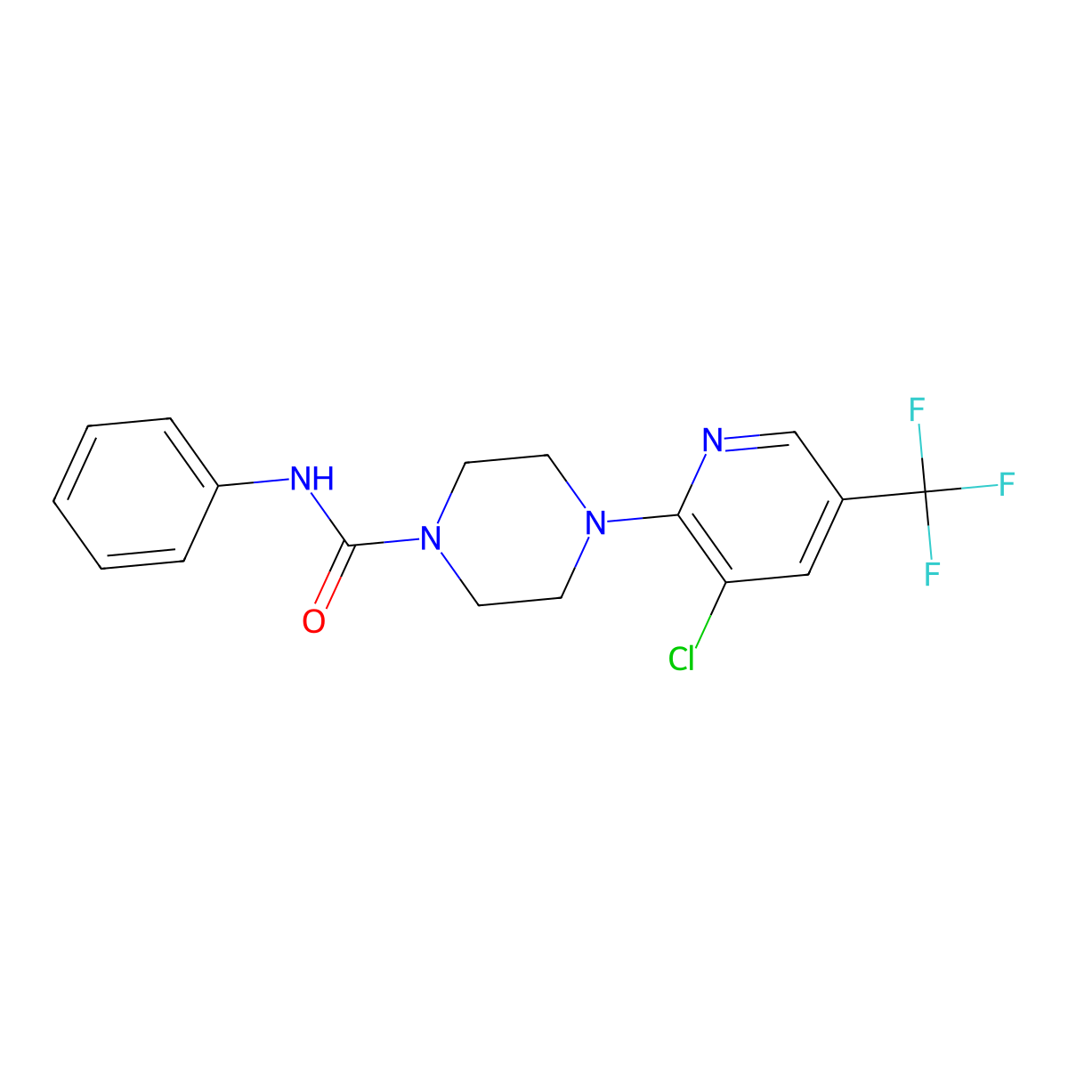 4-[3-chloro-5-(trifluoromethyl)pyridin-2-yl]-N-phenylpiperazine-1-carboxamide molecular structure, CAS 856181-88-9
