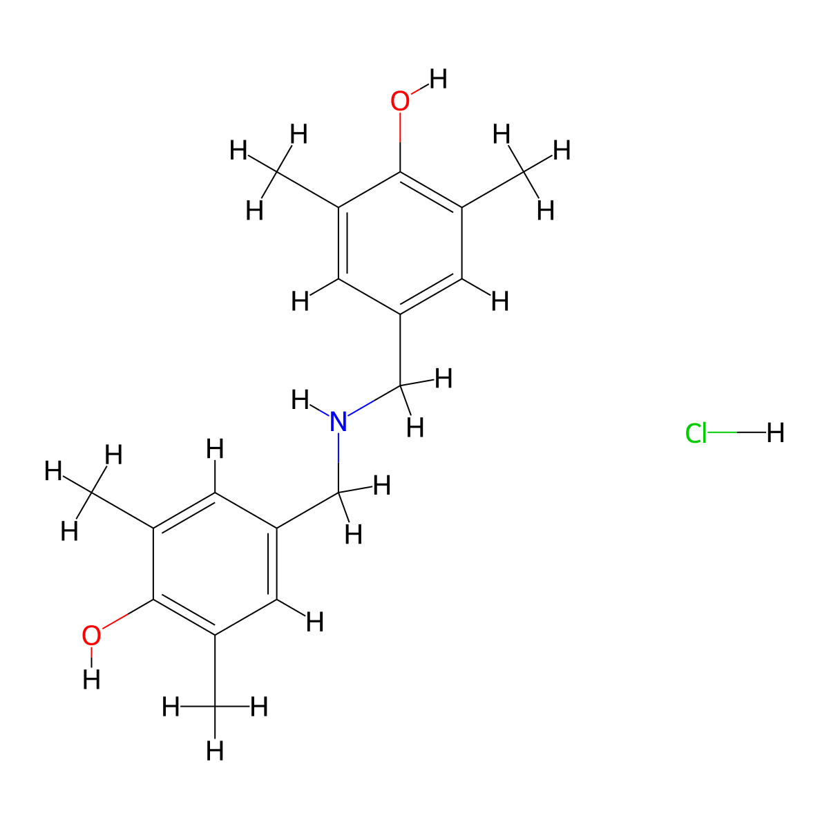 4-({[(4-Hydroxy-3,5-dimethylphenyl)methyl]amino}methyl)-2,6-dimethylphenol hydrochloride molecular structure, CAS 856189-79-2