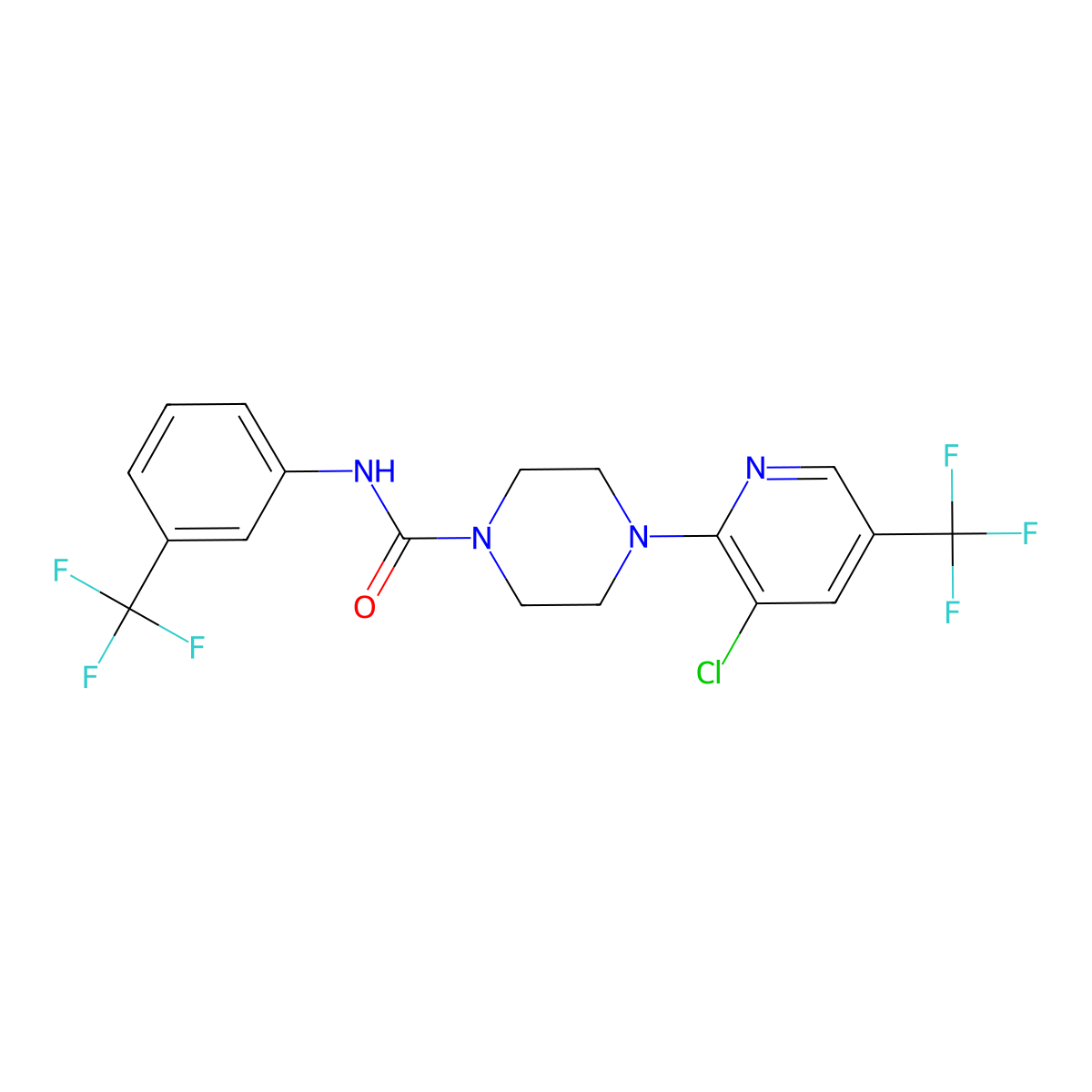 4-[3-chloro-5-(trifluoromethyl)pyridin-2-yl]-N-[3-(trifluoromethyl)phenyl]piperazine-1-carboxamide molecular structure, CAS 856189-81-6