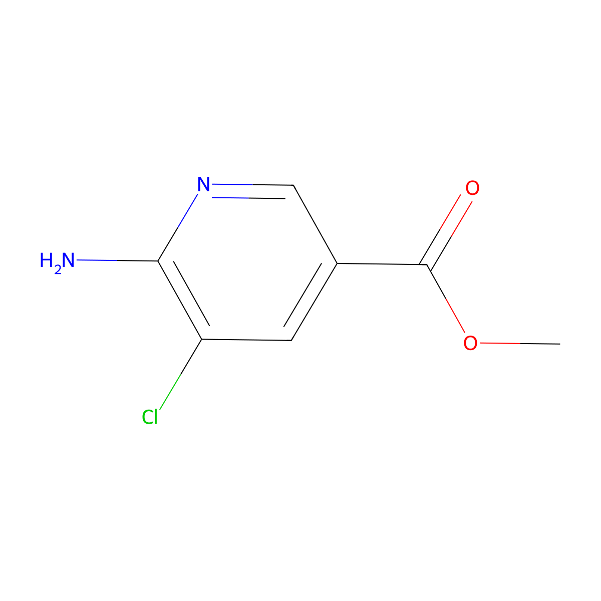 Methyl 6-amino-5-chloronicotinate molecular structure, CAS 856211-63-7
