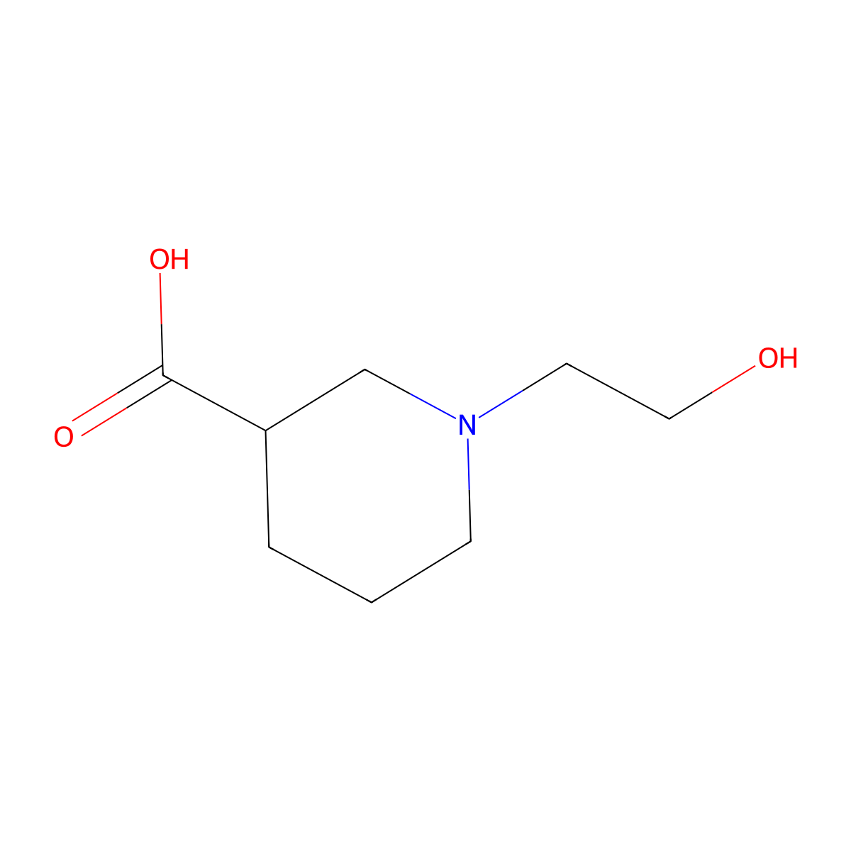1-(2-Hydroxyethyl)-3-piperidinecarboxylic acid molecular structure, CAS 856213-49-5