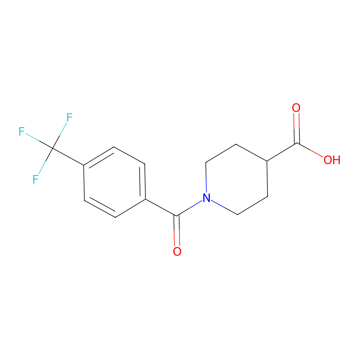 1-[4-(Trifluoromethyl)benzoyl]piperidine-4-carboxylic acid molecular structure, CAS 856215-36-6