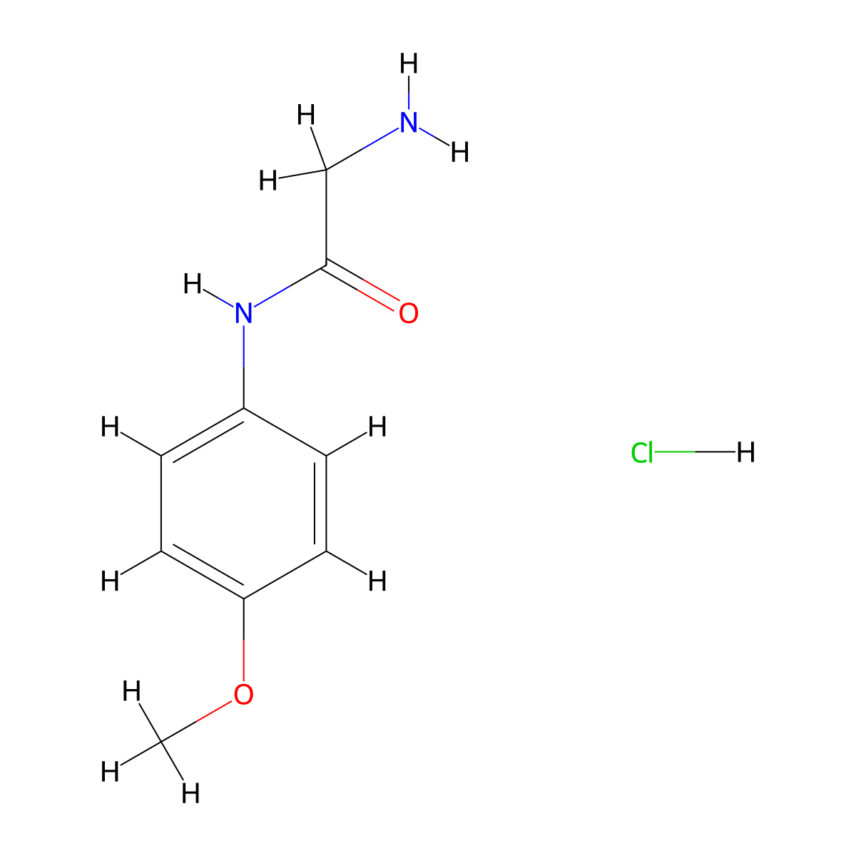 2-amino-N-(4-methoxyphenyl)acetamide hydrochloride molecular structure, CAS 85622-19-1
