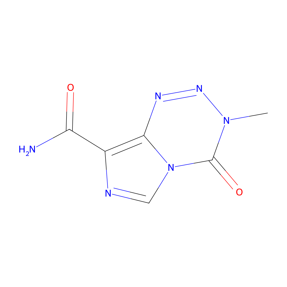 Temozolomide molecular structure, CAS 85622-93-1