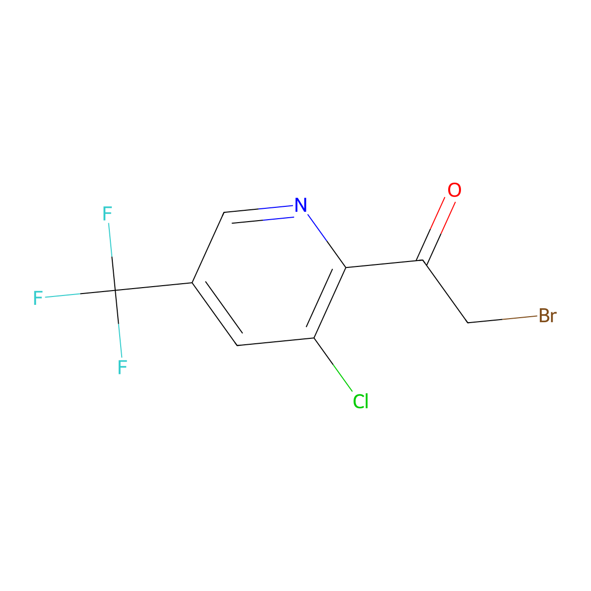 2-Bromo-1-(3-chloro-5-(trifluoromethyl)pyridin-2-yl)ethanone molecular structure, CAS 856245-54-0