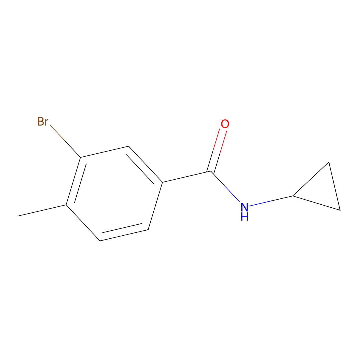 3-bromo-N-cyclopropyl-4-methylbenzamide molecular structure, CAS 856252-70-5