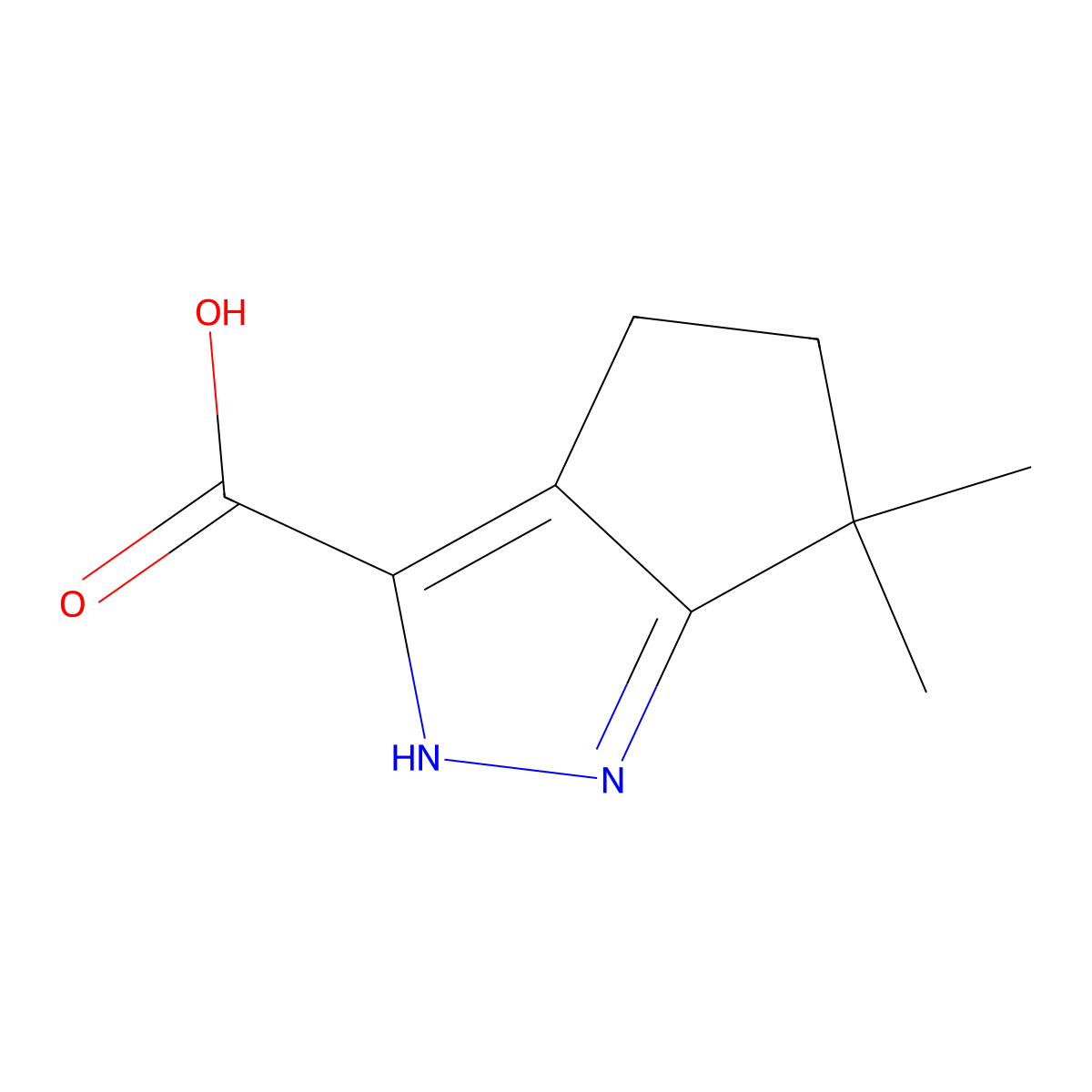 6,6-Dimethyl-1,4,5,6-tetrahydrocyclopentapyrazole-3-carboxylic acid molecular structure, CAS 856256-47-8