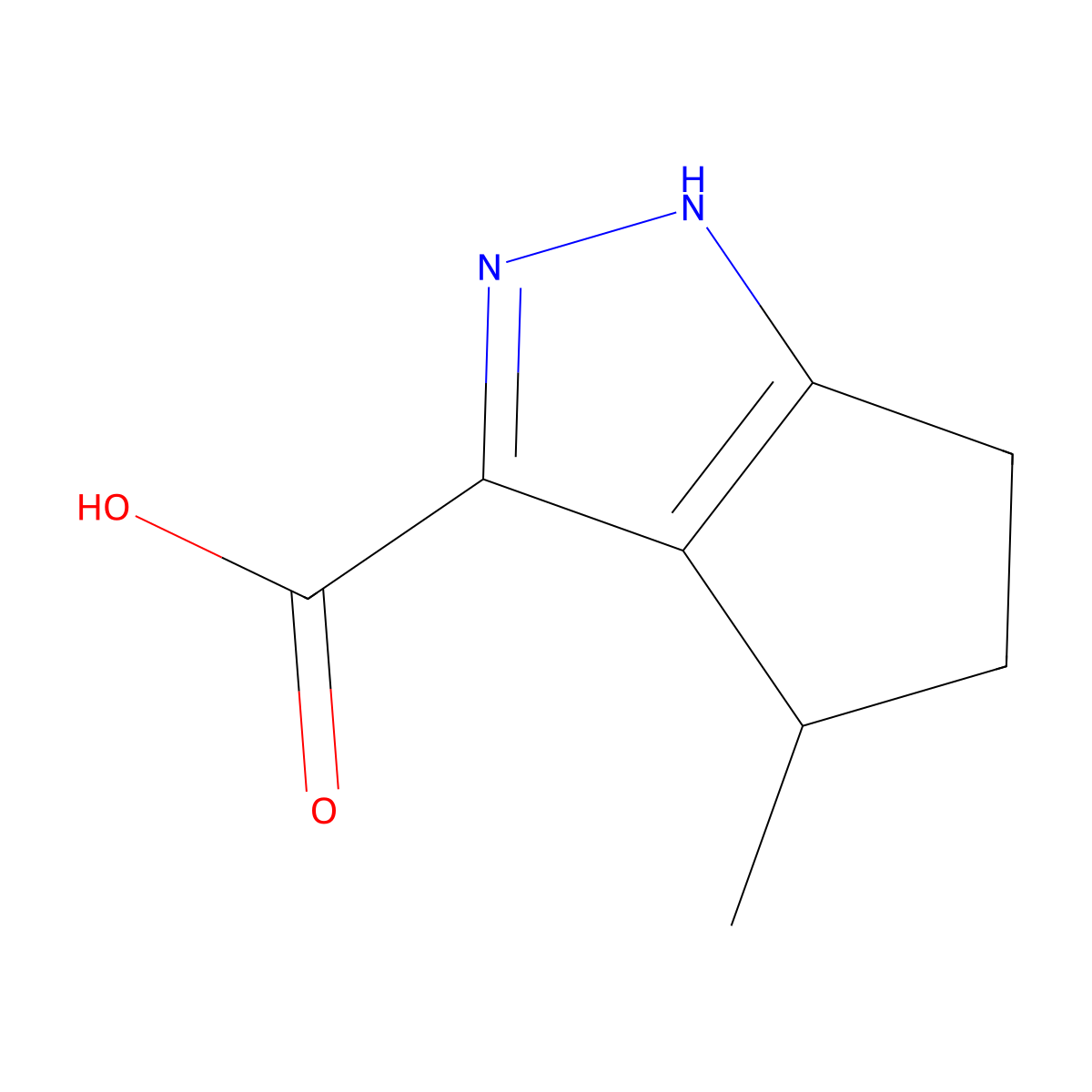 4-Methyl-1,4,5,6-tetrahydrocyclopenta[C]pyrazole-3-carboxylic acid molecular structure, CAS 856256-55-8