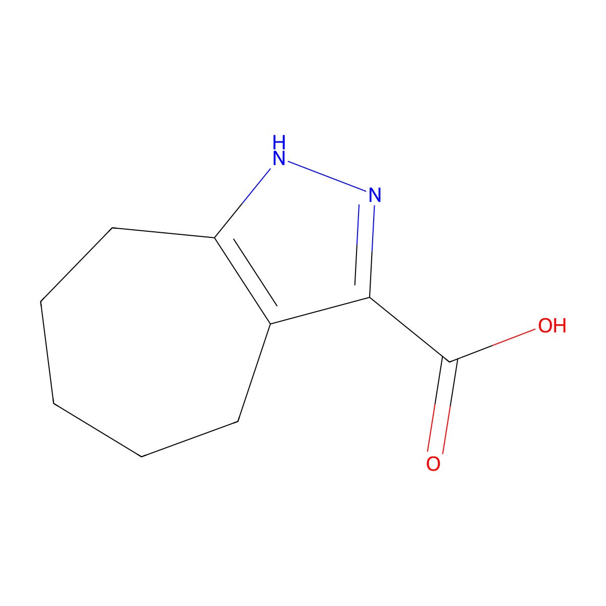 1H,4H,5H,6H,7H,8H-cyclohepta[c]pyrazole-3-carboxylic acid molecular structure, CAS 856256-63-8