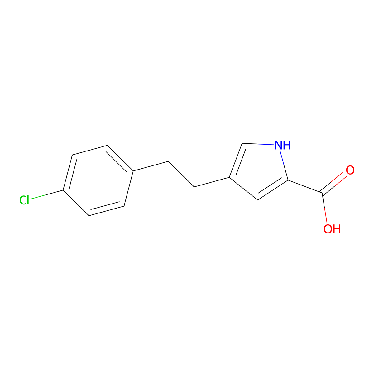 4-(4-chlorophenethyl)-1H-pyrrole-2-carboxylic acid molecular structure, CAS 856256-77-4