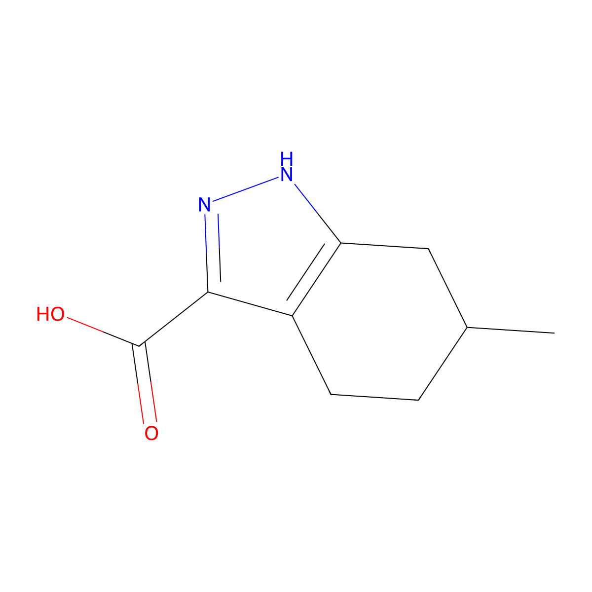 6-methyl-4,5,6,7-tetrahydro-1H-indazole-3-carboxylic acid molecular structure, CAS 856257-22-2