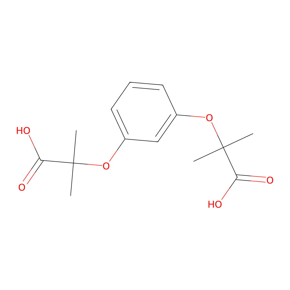 2,2'-[1,3-Phenylenebis(oxy)]bis(2-methylpropanoic acid) molecular structure, CAS 85629-92-1