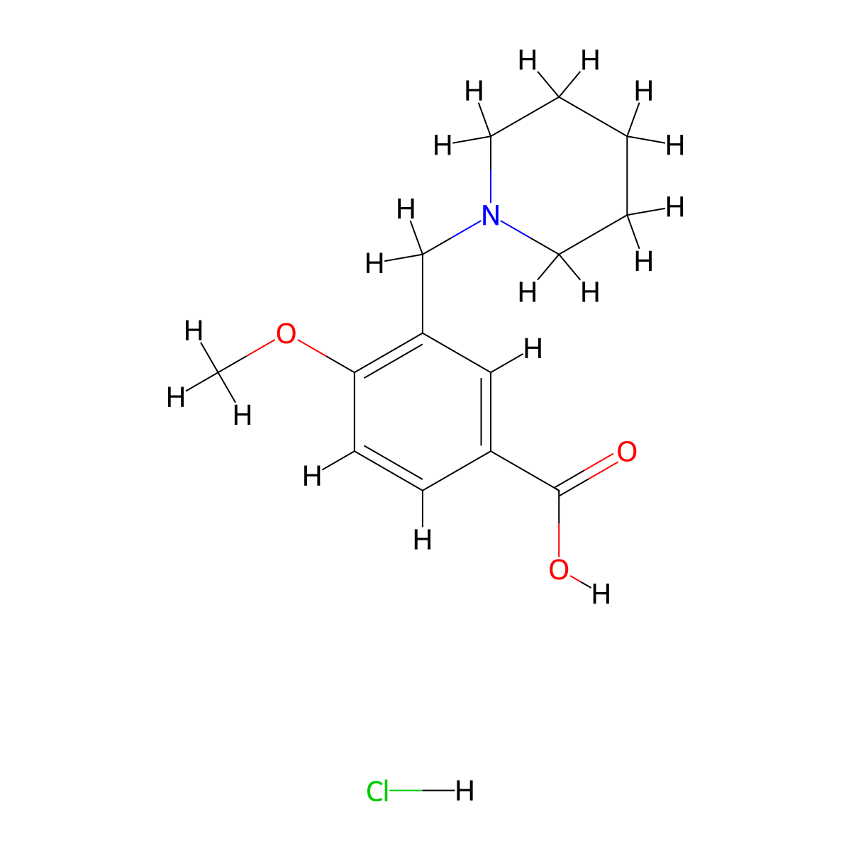 4-Methoxy-3-piperidin-1-ylmethyl-benzoic acid hydrochloride molecular structure, CAS 856309-58-5