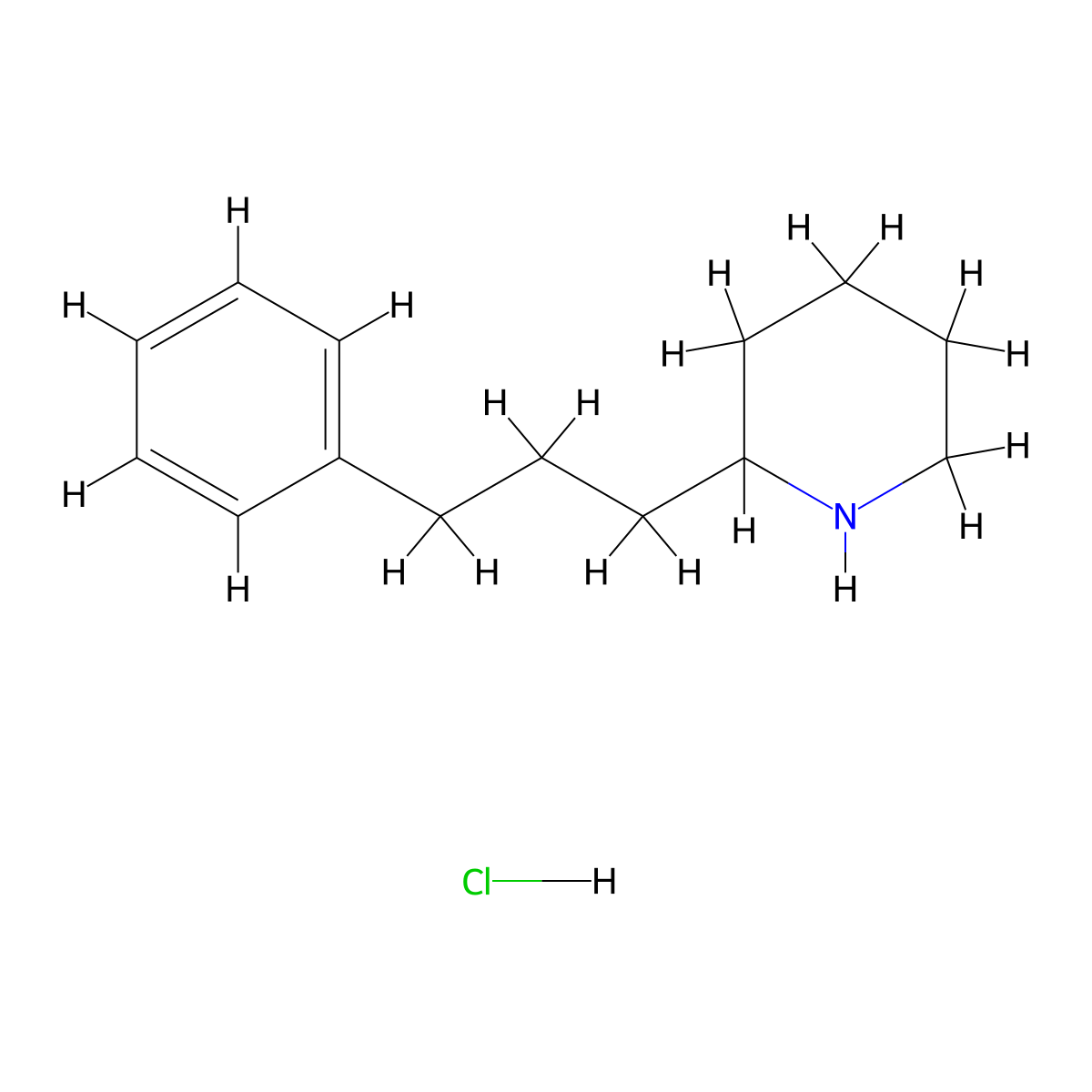 2-(3-Phenylpropyl)piperidine hydrochloride molecular structure, CAS 856344-52-0