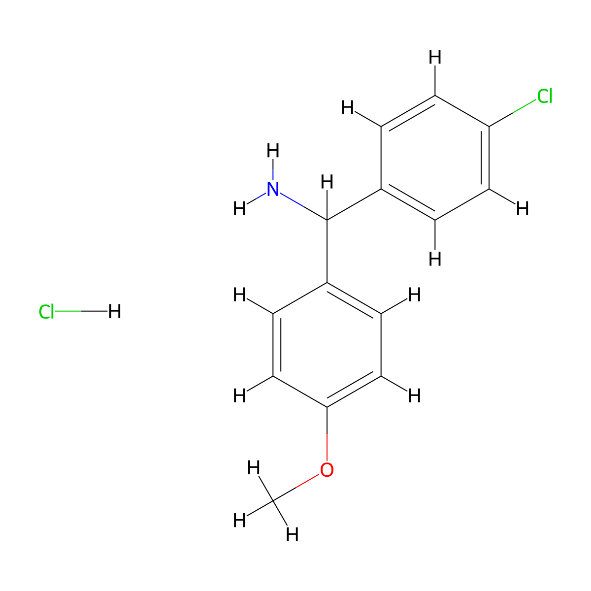 1-(4-Chlorophenyl)-1-(4-methoxyphenyl)methylamine hydrochloride molecular structure, CAS 856355-54-9