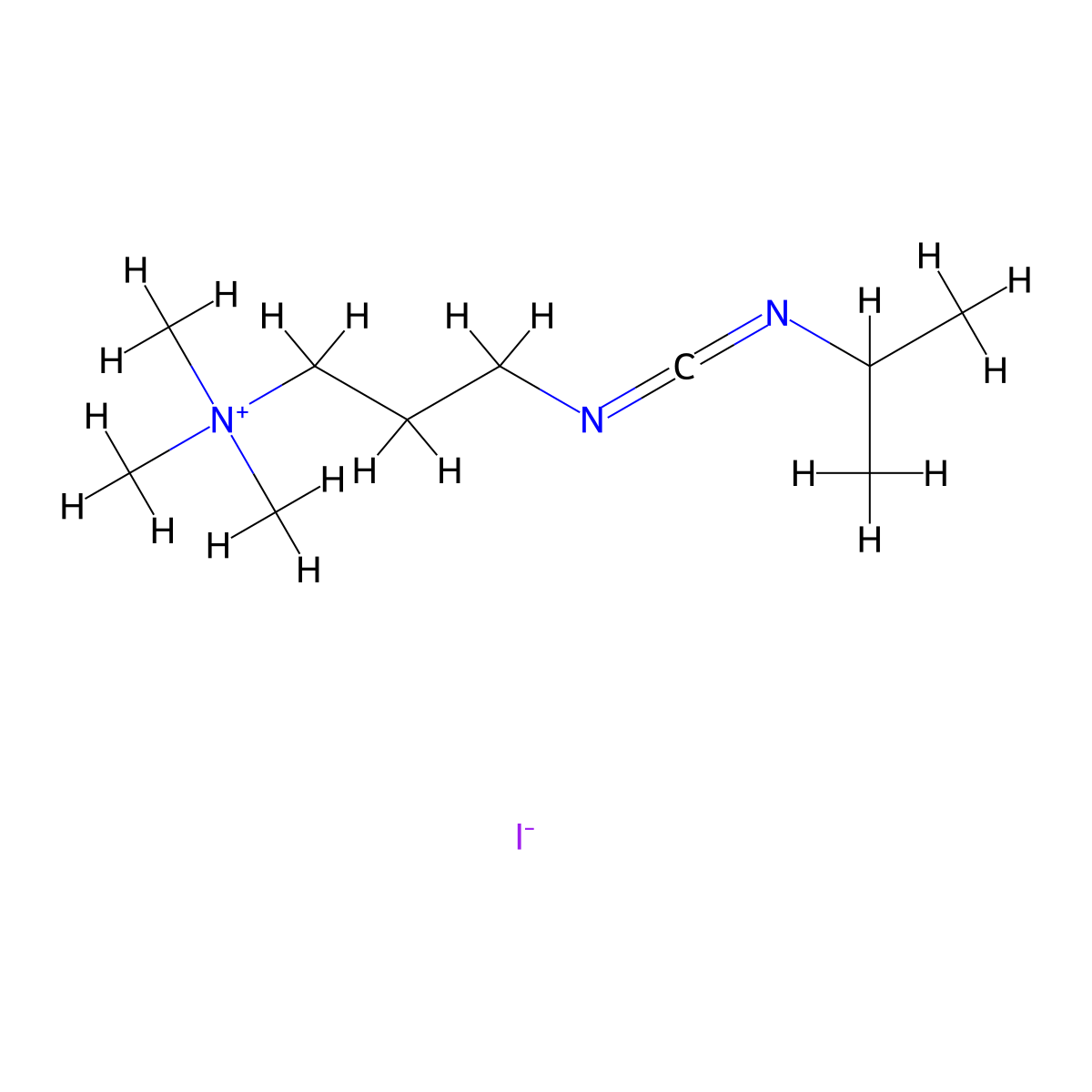 Trimethyl[3-({[(propan-2-yl)imino]methylidene}amino)propyl]azanium iodide molecular structure, CAS 856357-50-1