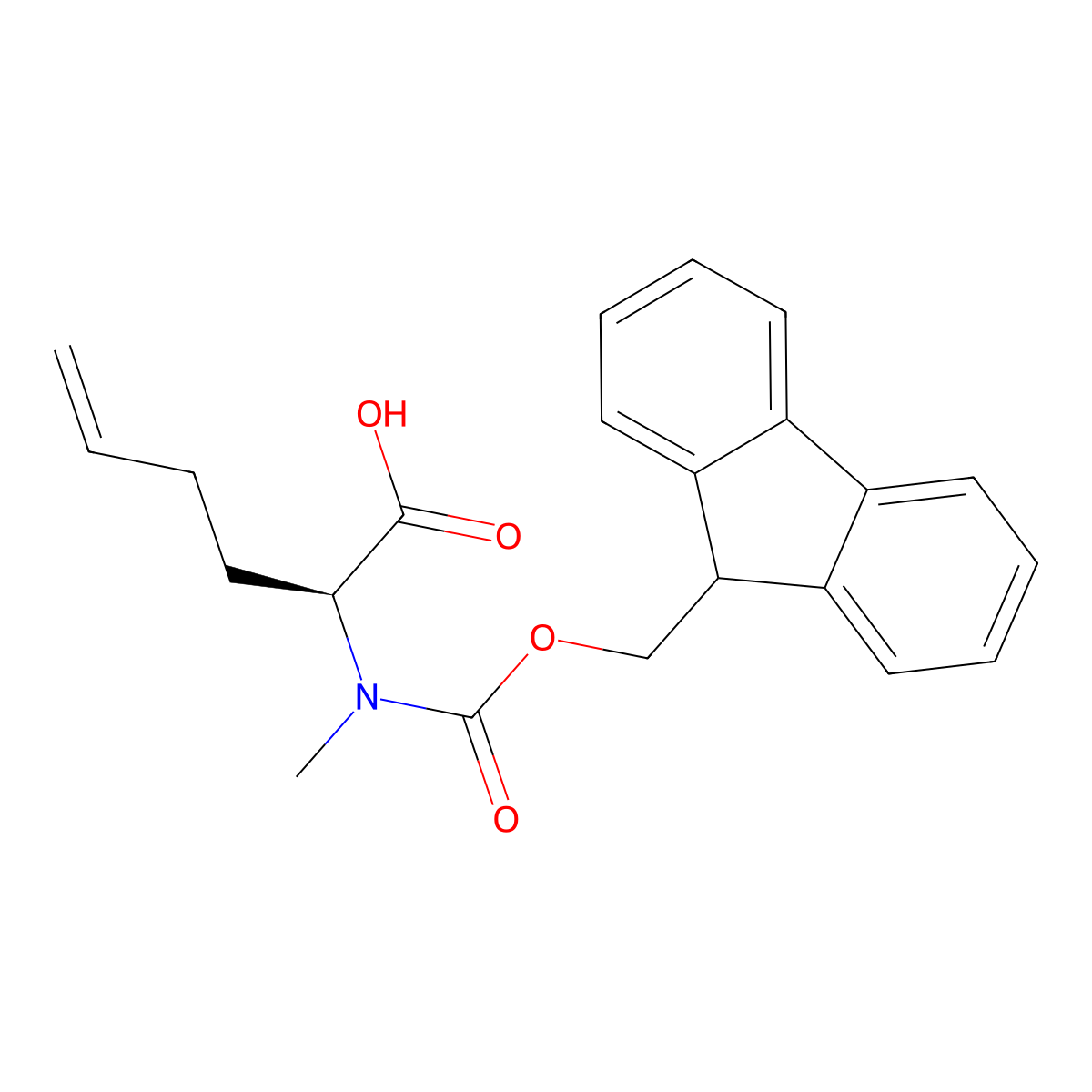 (S)-2-((((9H-Fluoren-9-yl)methoxy)carbonyl)(methyl)amino)hex-5-enoic acid molecular structure, CAS 856412-21-0