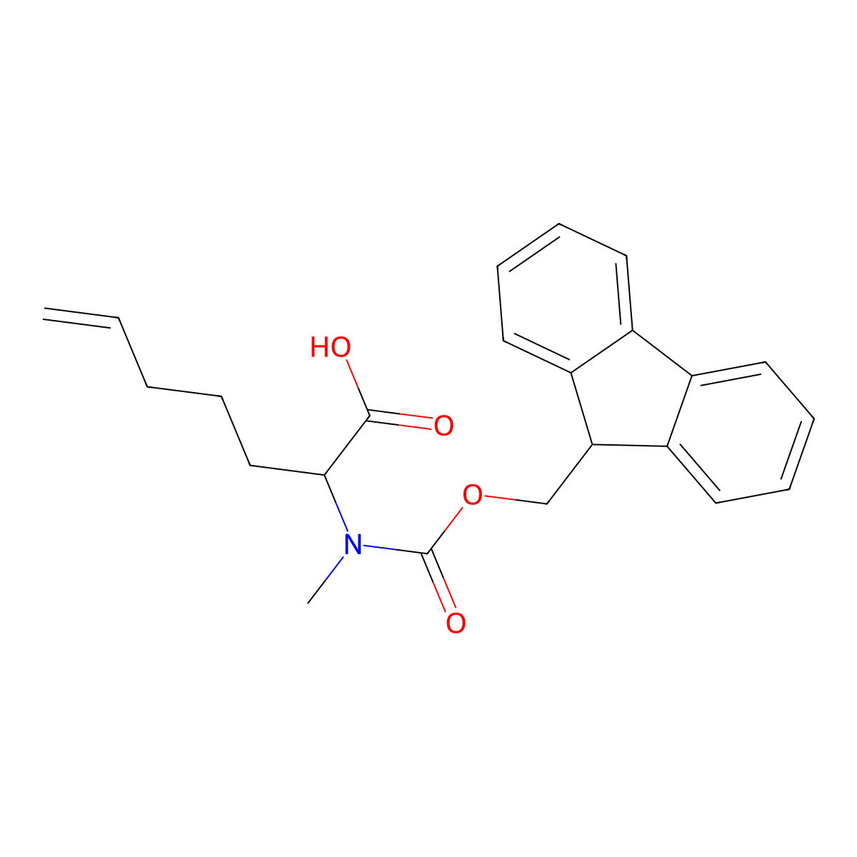 (S)-2-((((9H-Fluoren-9-yl)methoxy)carbonyl)(methyl)amino)hept-6-enoic acid molecular structure, CAS 856412-24-3