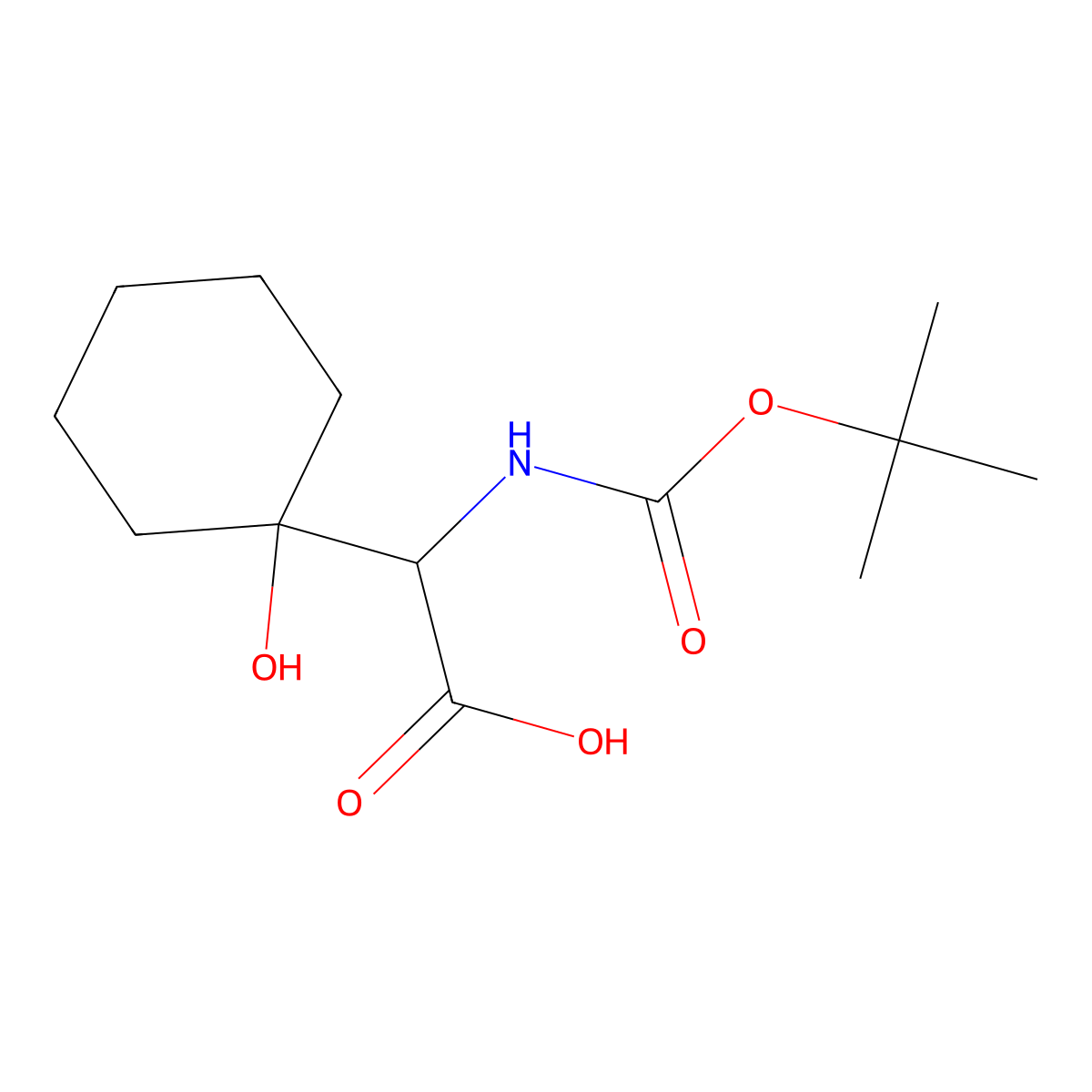 2-{[(Tert-butoxy)carbonyl]amino}-2-(1-hydroxycyclohexyl)acetic acid molecular structure, CAS 856417-72-6
