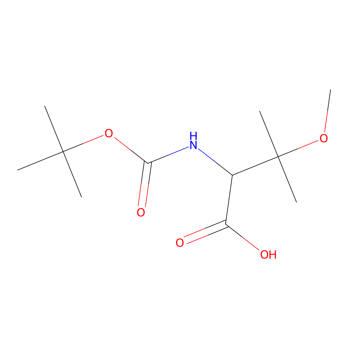 2-(((Tert-butoxy)carbonyl)amino)-3-methoxy-3-methylbutanoic acid molecular structure, CAS 856417-92-0