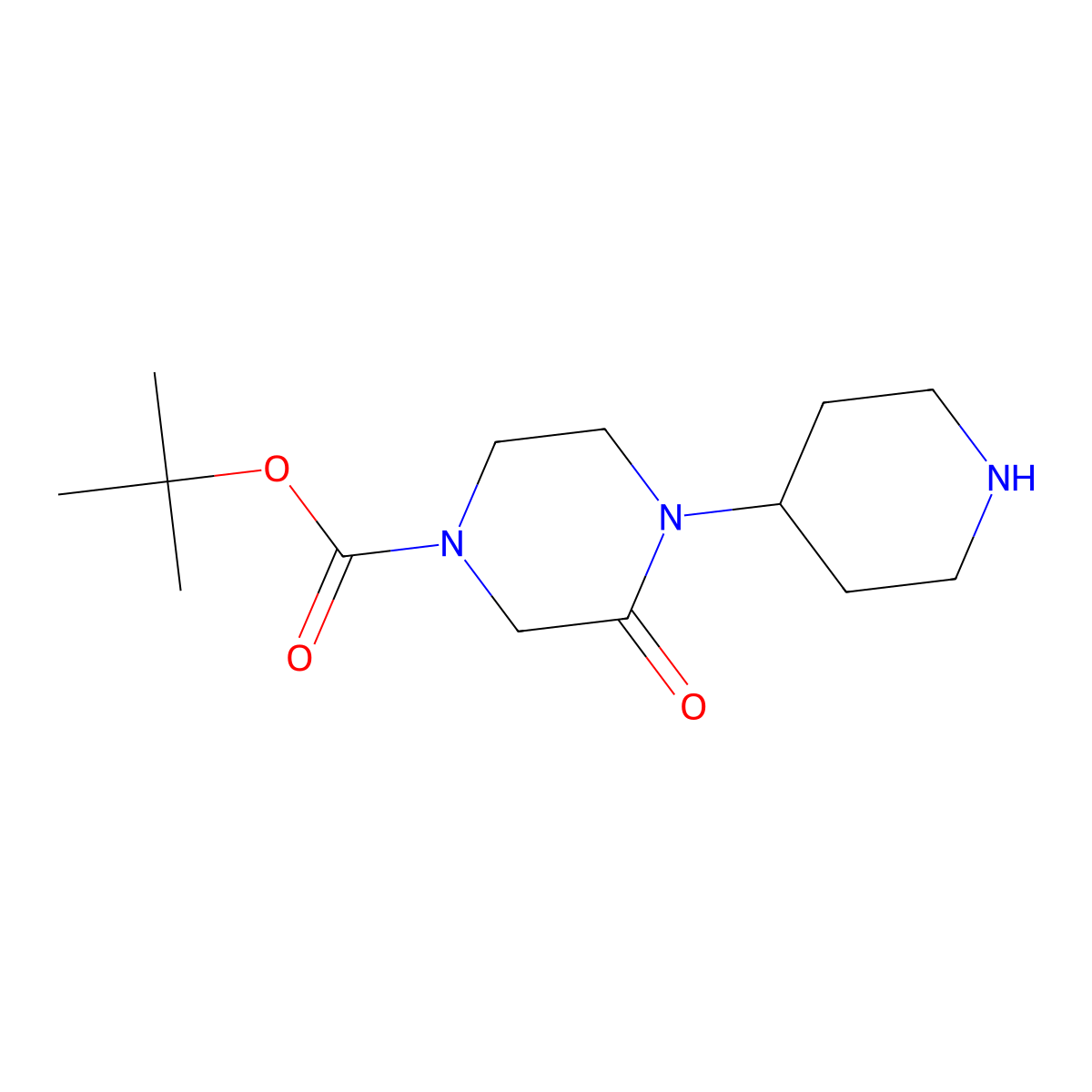Tert-butyl 3-oxo-4-(piperidin-4-yl)piperazine-1-carboxylate molecular structure, CAS 856418-53-6