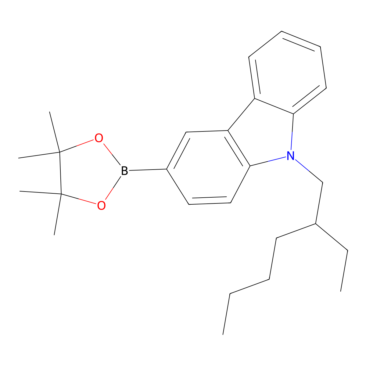9-(2-Ethylhexyl)-3-(4,4,5,5-tetramethyl-1,3,2-dioxaborolan-2-yl)-9H-carbazole molecular structure, CAS 856422-41-8