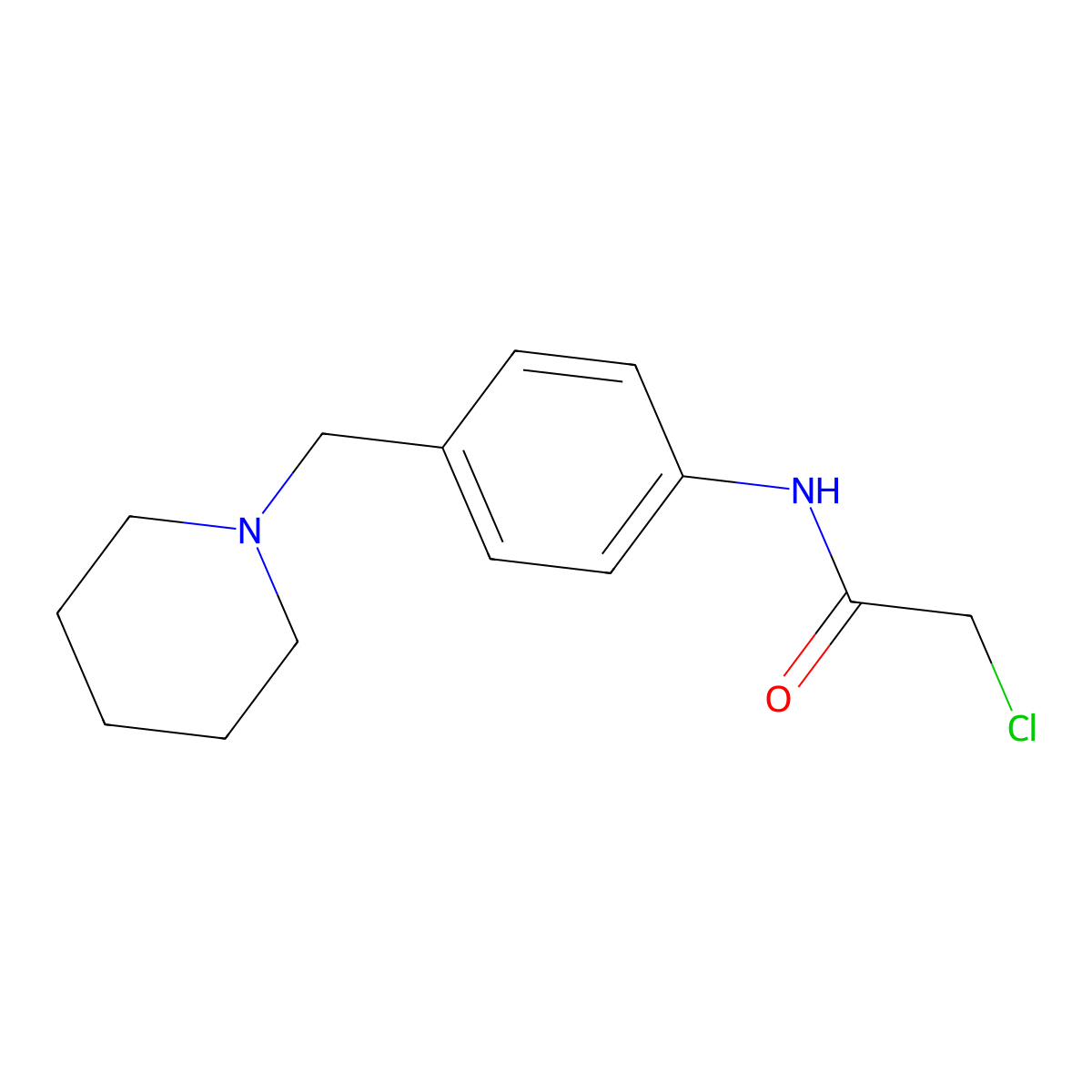 2-Chloro-N-(4-piperidin-1-ylmethyl-phenyl)-acetamide molecular structure, CAS 856437-30-4