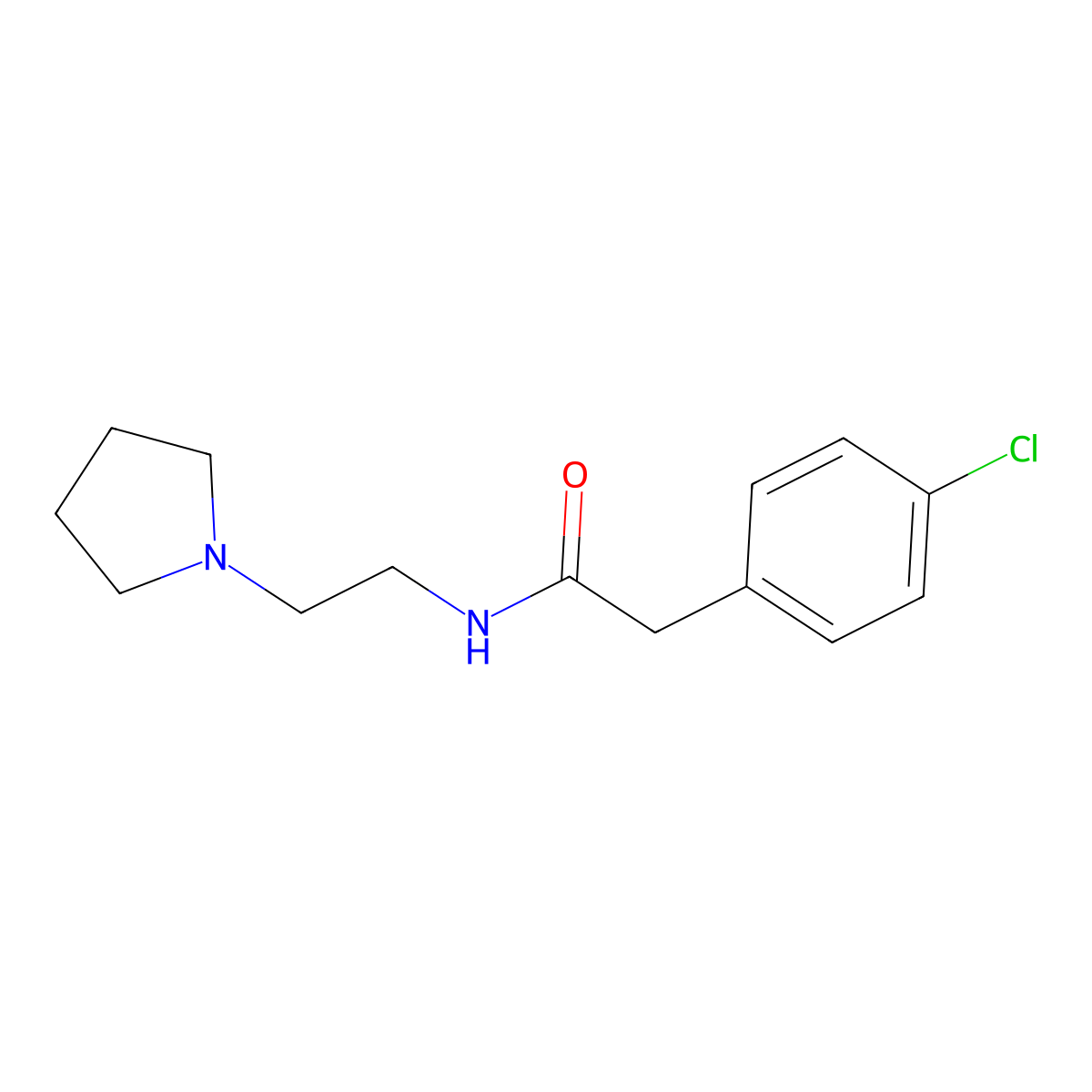 2-(4-chlorophenyl)-N-(2-pyrrolidin-1-ylethyl)acetamide molecular structure, CAS 856437-34-8