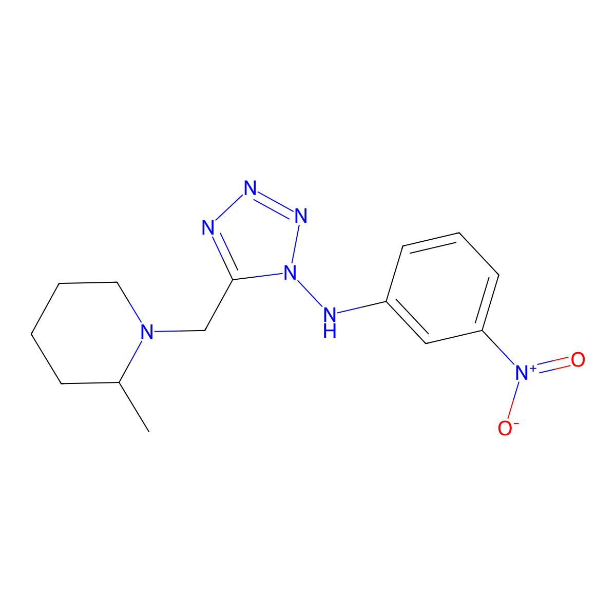 [5-(2-Methyl-piperidin-1-ylmethyl)-tetrazol-1-yl]-(3-nitro-phenyl)-amine molecular structure, CAS 856437-38-2