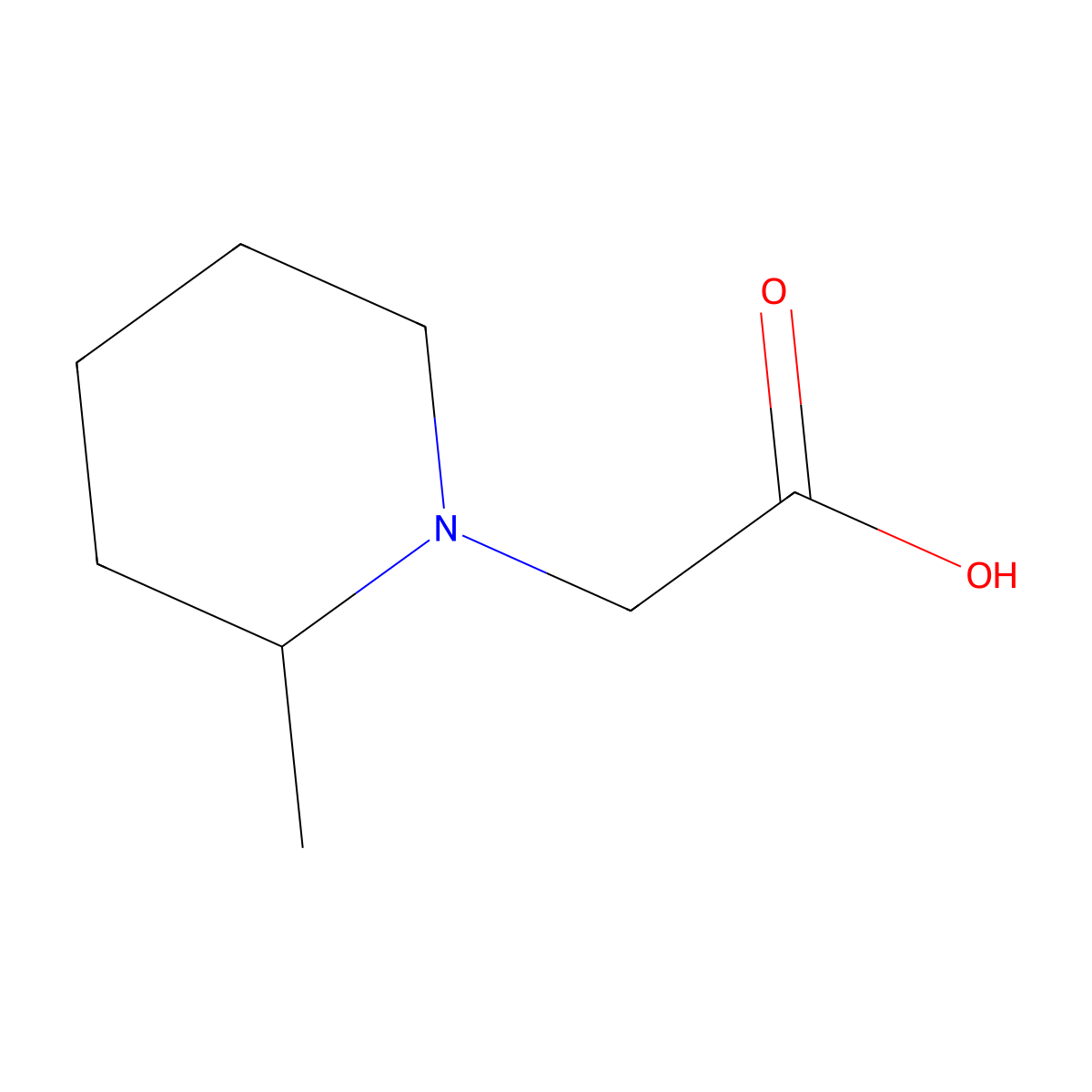 (2-Methylpiperidin-1-yl)acetic acid molecular structure, CAS 856437-61-1