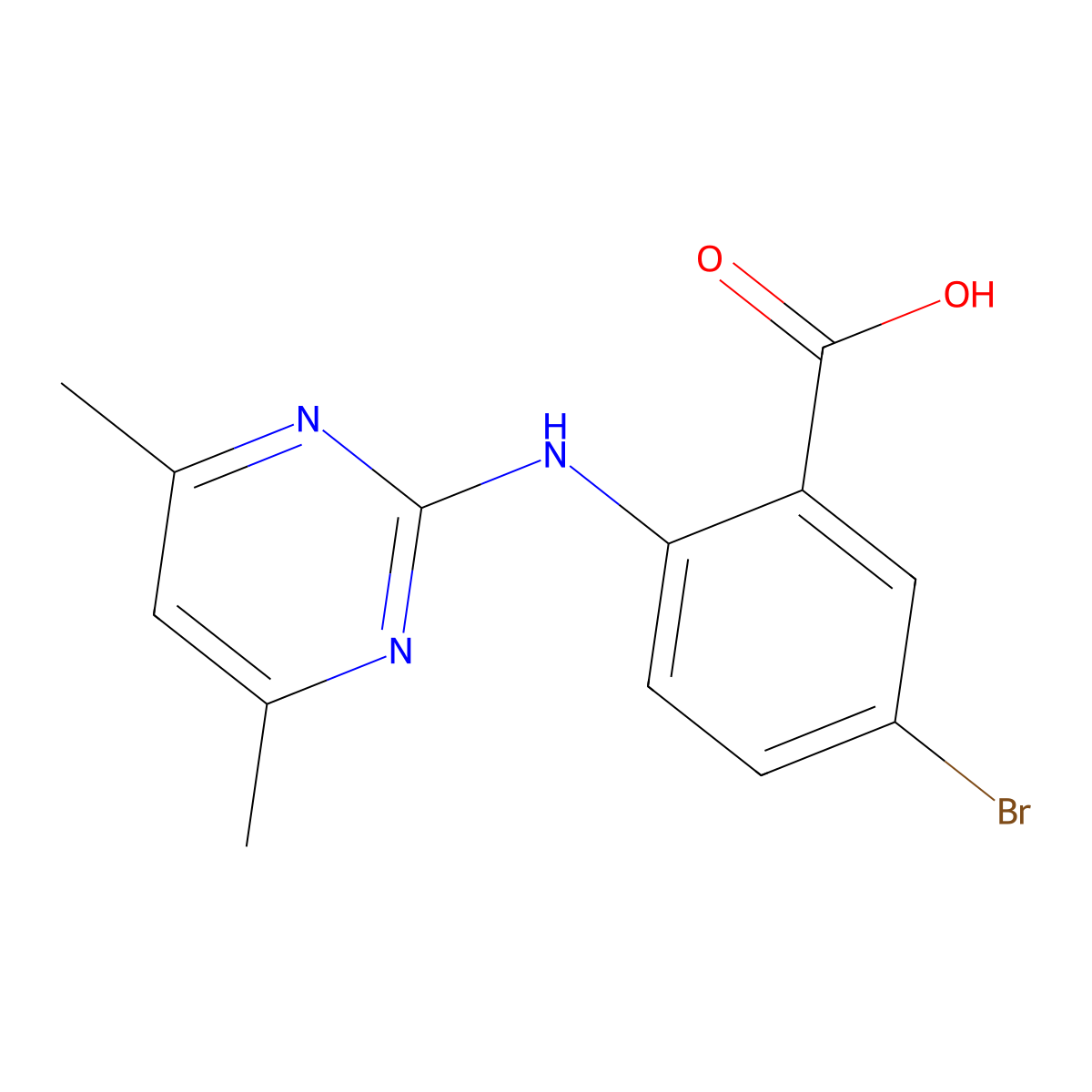 5-Bromo-2-[(4,6-dimethylpyrimidin-2-yl)amino]benzoic acid molecular structure, CAS 856437-62-2