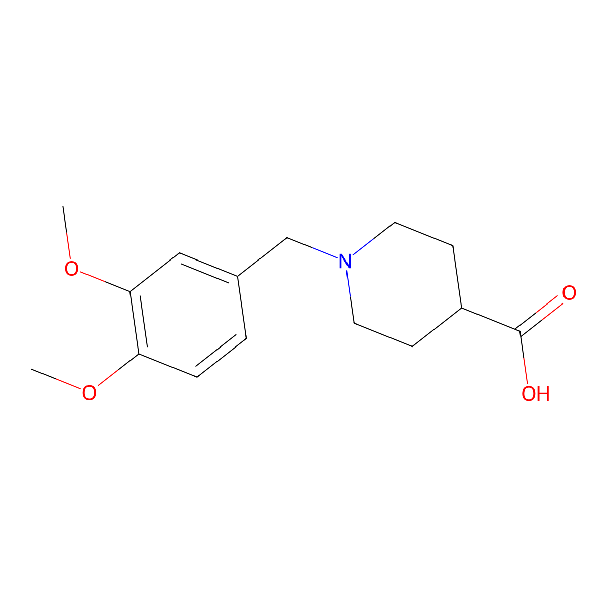 1-(3,4-Dimethoxybenzyl)piperidine-4-carboxylic acid molecular structure, CAS 856437-79-1