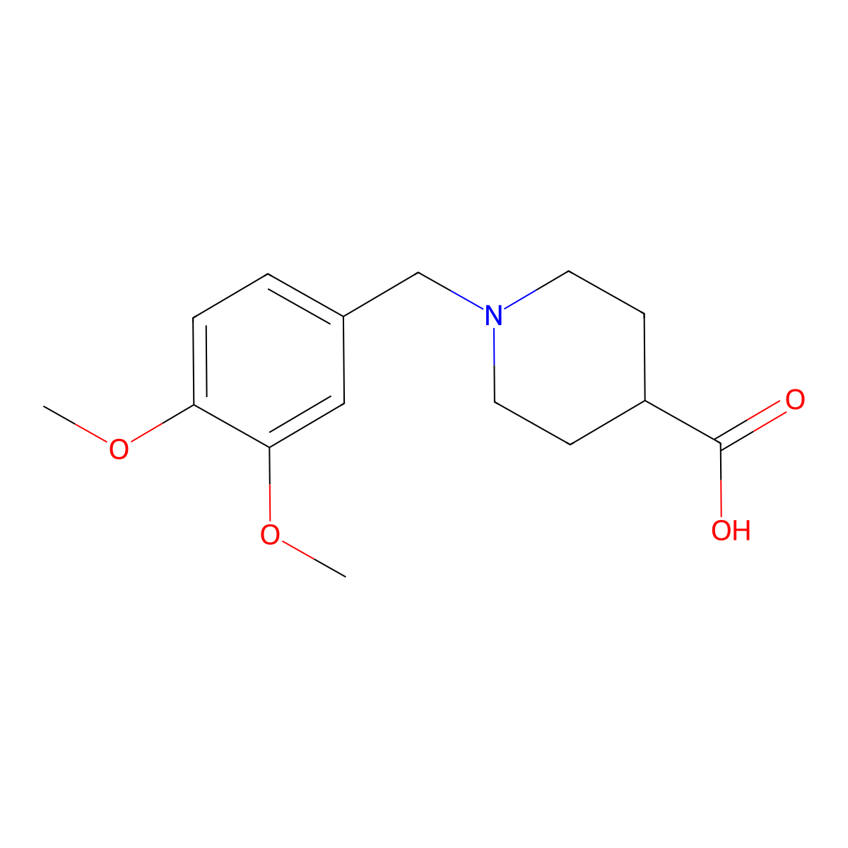 1-(3,4-Dimethoxybenzyl)piperidine-4-carboxylic acid molecular structure, CAS 856437-79-1