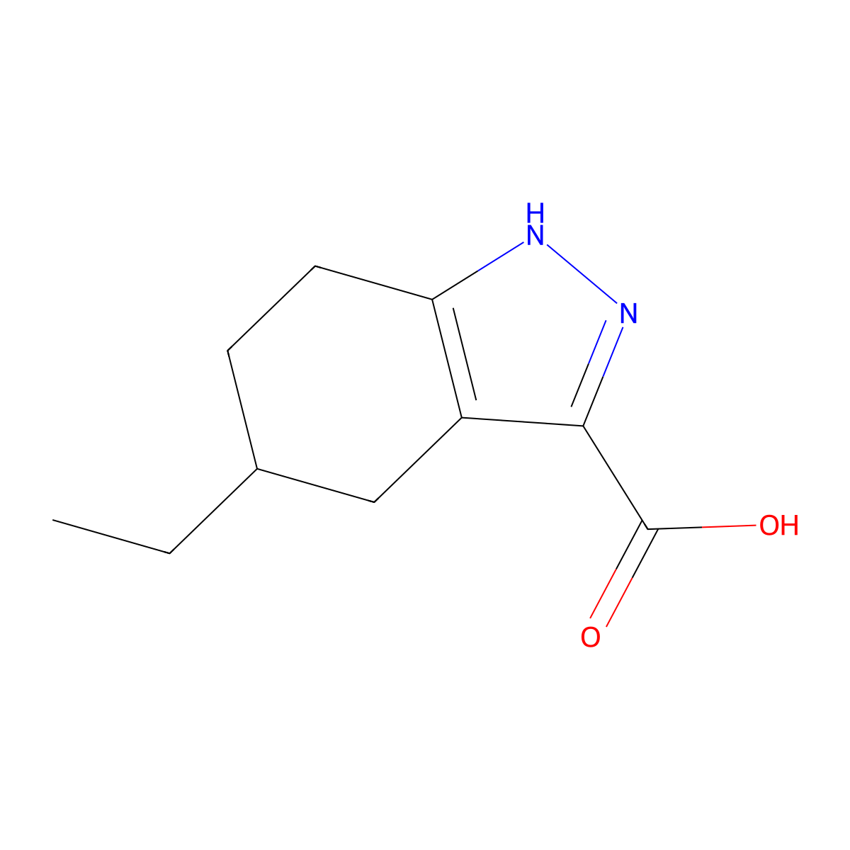 5-Ethyl-4,5,6,7-tetrahydro-2H-indazole-3-carboxylic acid molecular structure, CAS 856437-81-5