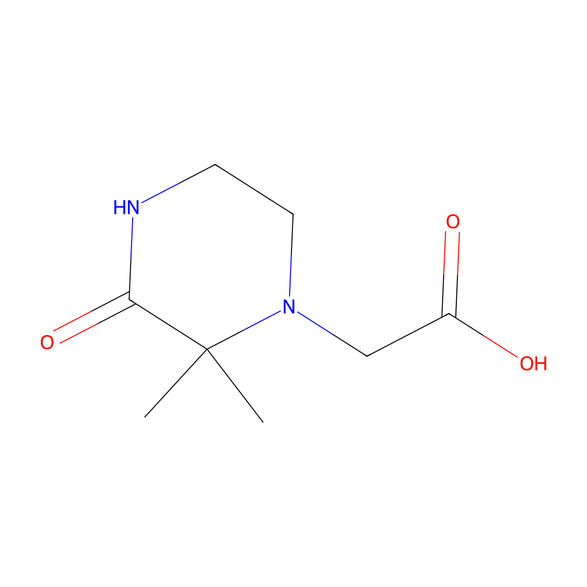 2-(2,2-Dimethyl-3-oxopiperazin-1-yl)acetic acid molecular structure, CAS 856437-83-7
