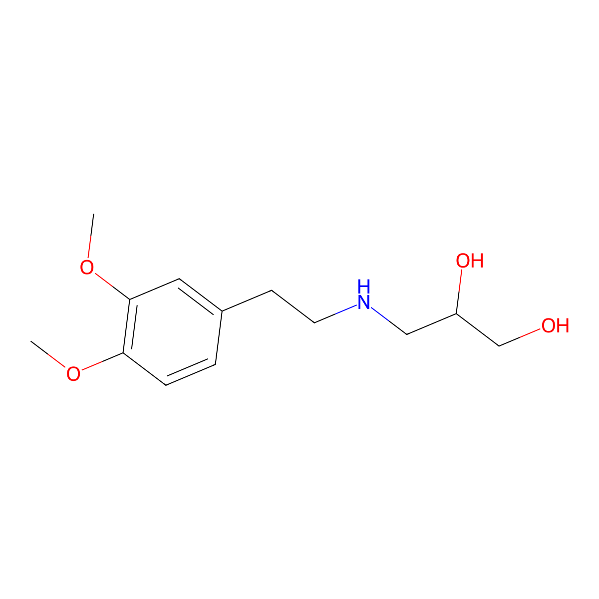 (2S)-3-{[2-(3,4-Dimethoxyphenyl)ethyl]amino}propane-1,2-diol molecular structure, CAS 85648-10-8