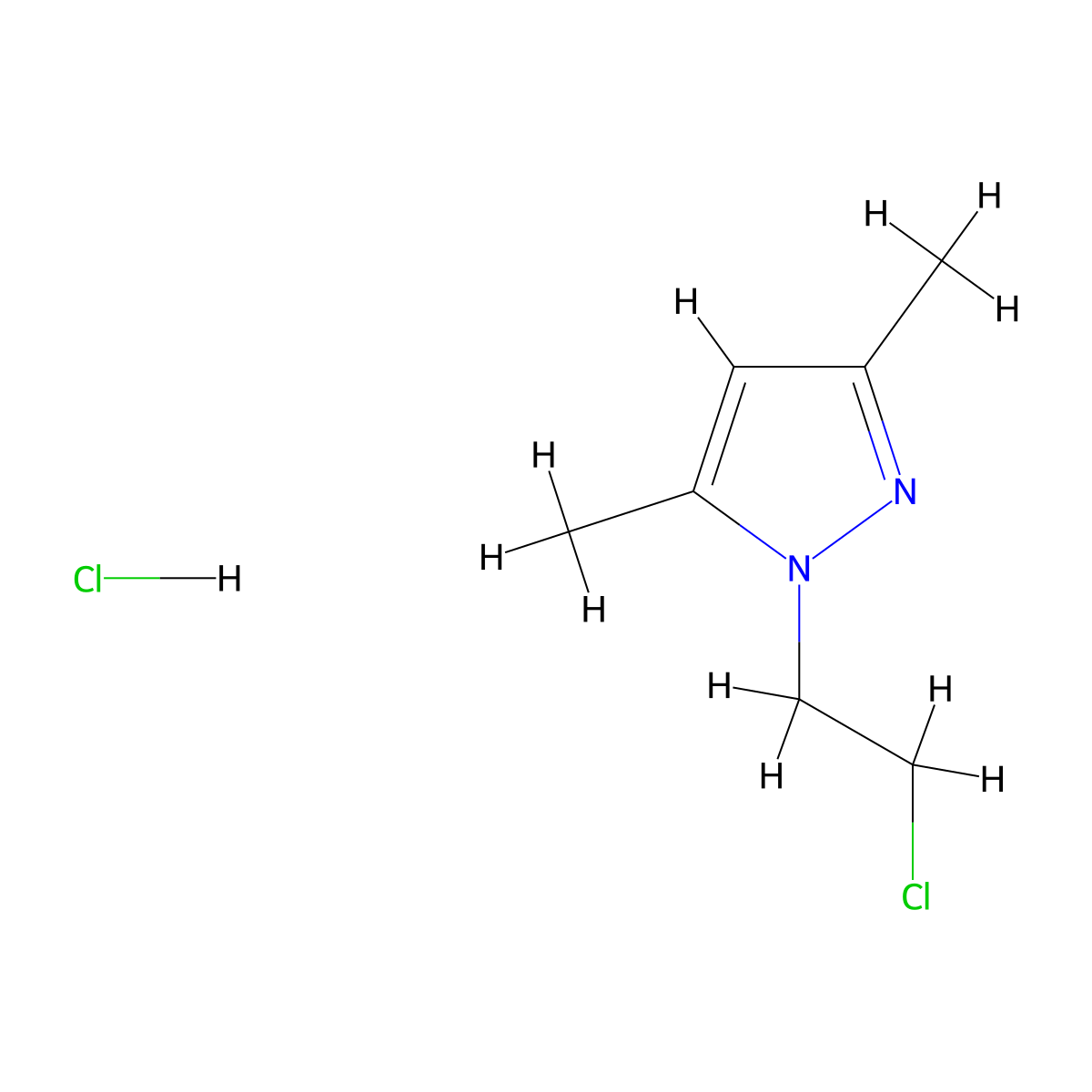 1-(2-chloroethyl)-3,5-dimethyl-1H-pyrazole hydrochloride molecular structure, CAS 85650-04-0