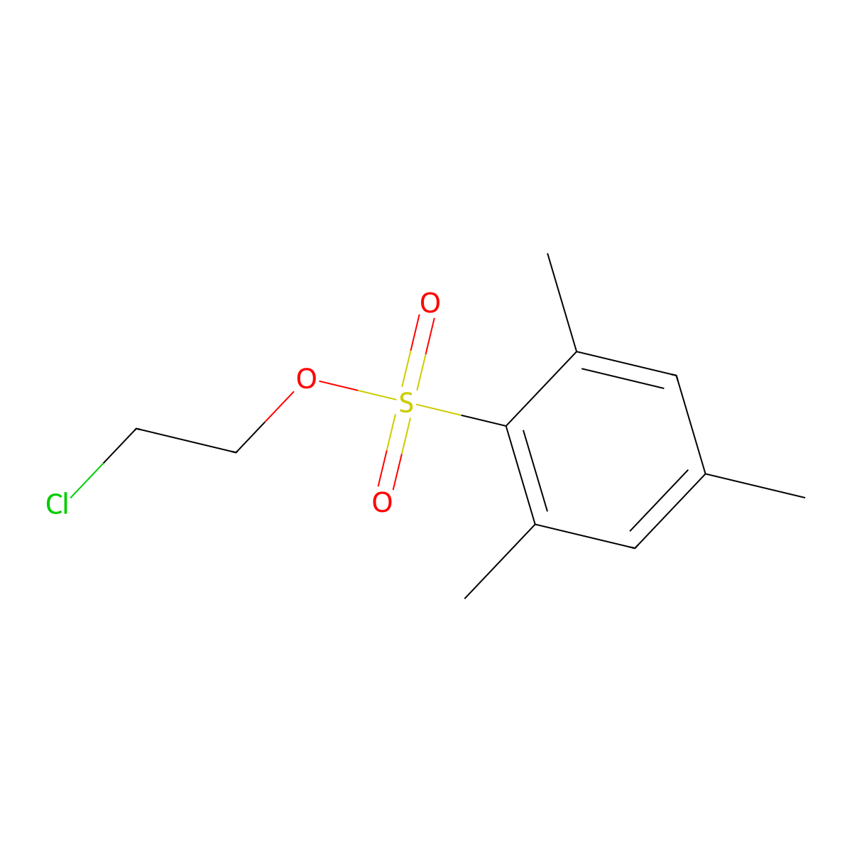 Benzenesulfonic acid, 2,4,6-trimethyl-, 2-chloroethyl ester molecular structure, CAS 85650-10-8