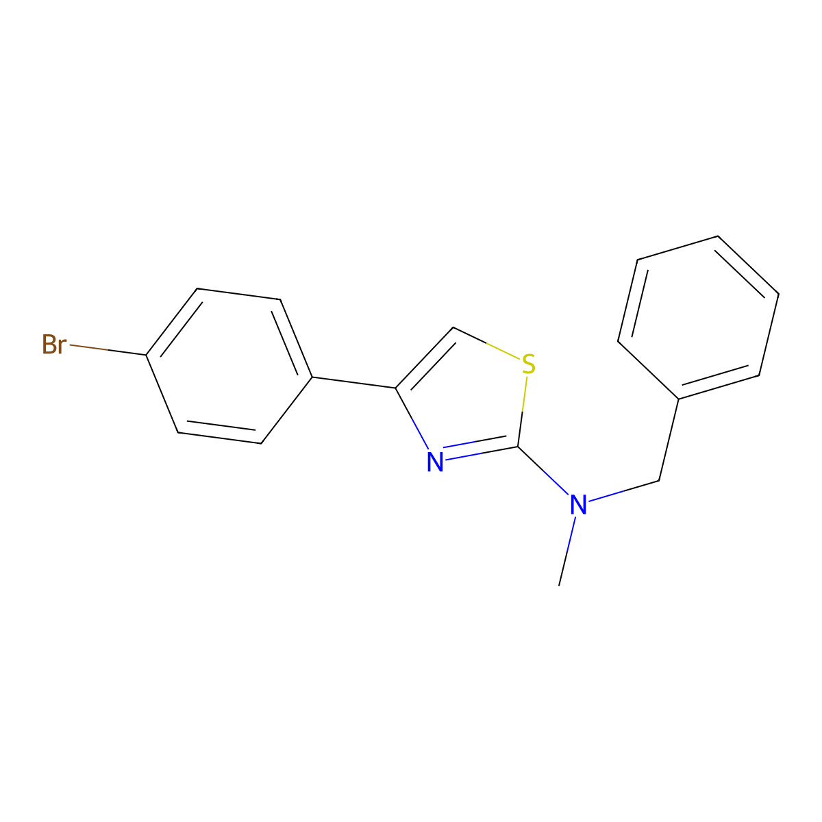 N-benzyl-4-(4-bromophenyl)-N-methyl-1,3-thiazol-2-amine molecular structure, CAS 85656-48-0