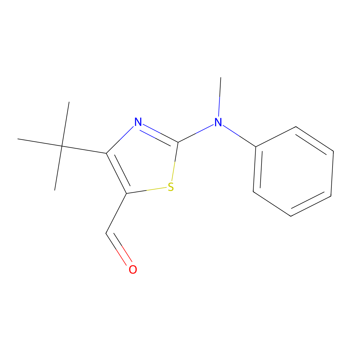 4-(tert-Butyl)-2-(methyl(phenyl)amino)thiazole-5-carbaldehyde molecular structure, CAS 85656-57-1
