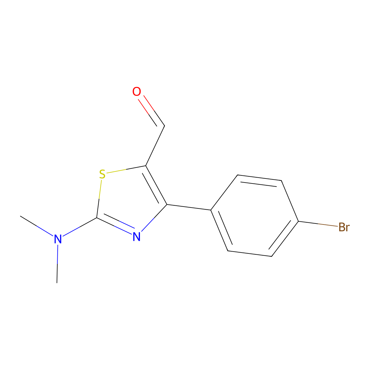 4-(4-Bromophenyl)-2-(dimethylamino)-1,3-thiazole-5-carbaldehyde molecular structure, CAS 85656-59-3
