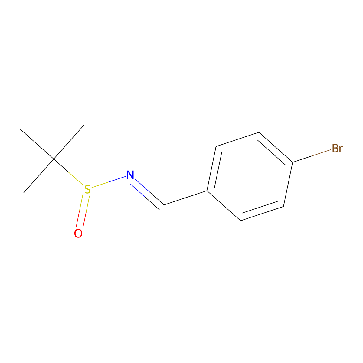(S)-N-[(1E)-(4-bromophenyl)methylidene]-2-methylpropane-2-sulfinamide molecular structure, CAS 856562-51-1