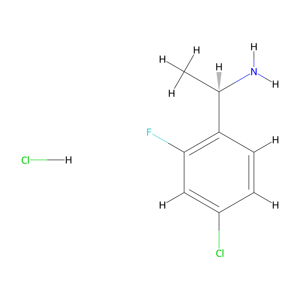 (R)-1-(4-Chloro-2-fluorophenyl)ethan-1-amine hydrochloride molecular structure, CAS 856562-91-9