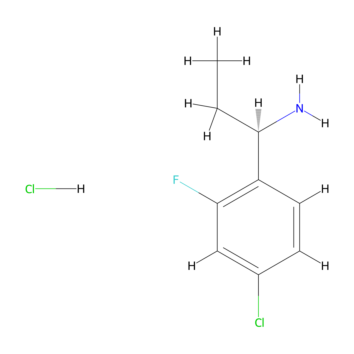 (R)-1-(4-chloro-2-fluoro-phenyl)-propylamine hydrochloride molecular structure, CAS 856563-04-7