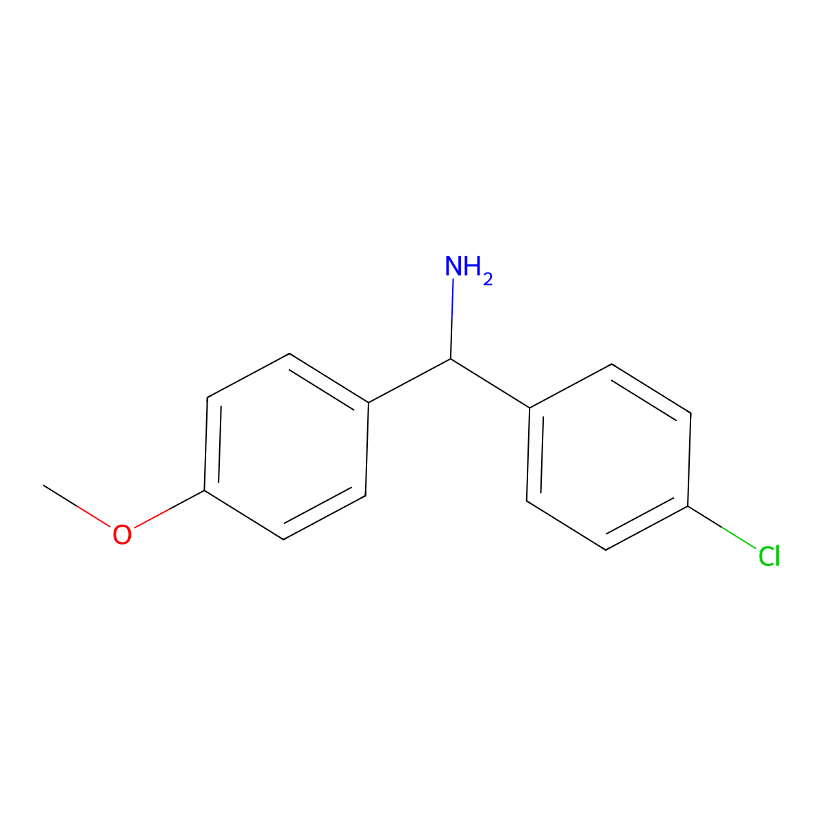 (4-Chlorophenyl)(4-methoxyphenyl)methanamine molecular structure, CAS 856568-20-2